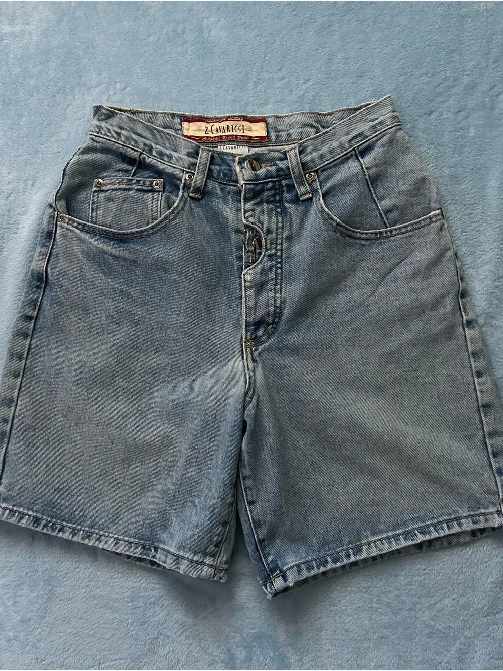 Vintage 90s Z Cavaricci Denim Jorts Shorts Made in USA Size 30 Baggy
